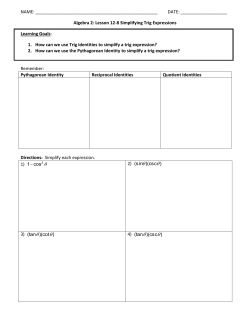 Lesson 12-8 Simplifying Trig Expressions
