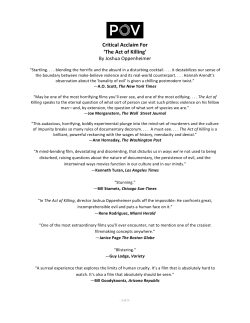 Critical Acclaim For `The Act of Killing`