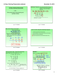 3.5 part 2 - Solving Polynomials NOTES
