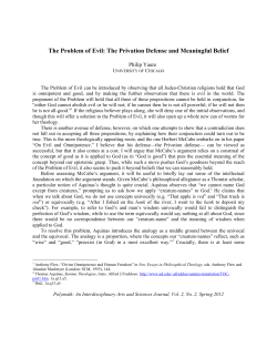 The Problem of Evil: The Privation Defense