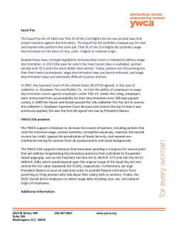 Equal Pay The Equal Pay Act of 1963 and Title VII of the Civil Rights