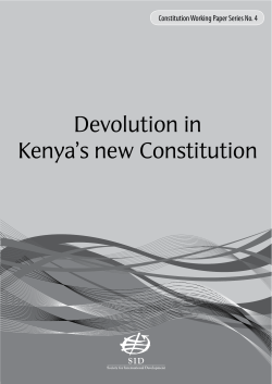 Devolution in Kenya`s new Constitution