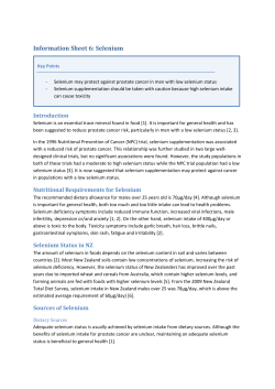 selenium status of New Zealanders - Faculty of Medical and Health
