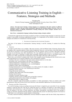 Communicative Listening Training in English&mdash; Features, Strategies