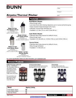 Bunn Airpot 32130 Spec Sheet - Central Restaurant Products