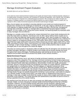 Marriage Enrichment Program Evaluation