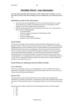IHS EMAIL POLICY &ndash; User Information Definitions used in this