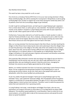 Dear Bamboo School friends, This week has been a busy week for