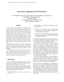 Open-Source Applications of TCPA Hardware