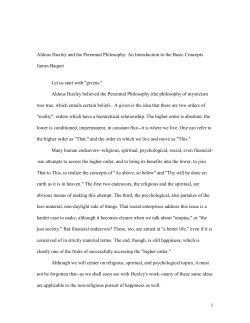 Aldous Huxley and the Perennial Philosophy