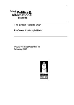 The British Road to War - School of Politics and International Studies