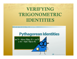 5.2 Verifying Trigonometric Identities