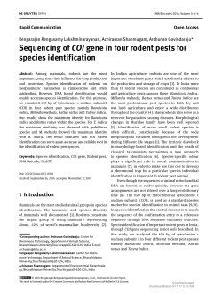 Sequencing of COI gene in four rodent pests for species identification
