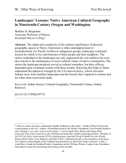 Landscapes` Lessons: Native American Cultural Geography in