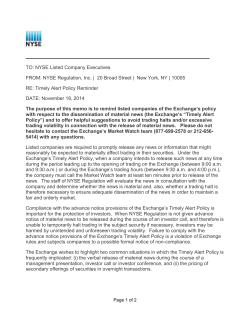 TO: NYSE Listed Company Executives FROM: NYSE Regulation, Inc