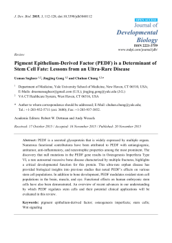 Pigment Epithelium-Derived Factor (PEDF) is a Determinant of Stem