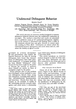 Undetected Delinquent Behavior - Deep Blue