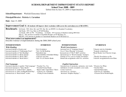 SCHOOL/DEPARTMENT IMPROVEMENT STATUS REPORT