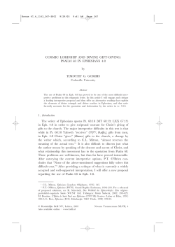 Cosmic Lordship and Divine Gift-Giving: Psalm