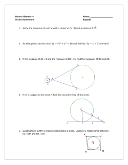 Honors Geometry Name: Circles Homework Rayside 1. Write the