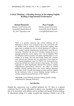 Critical Thinking: A Reading Strategy in Developing