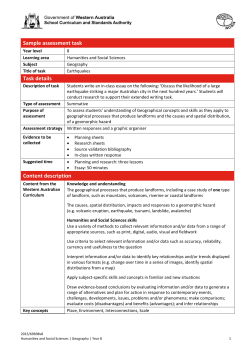 HASS Geography Year 8 Sample Assessment Task - K