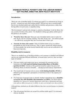 Disabled people, work and welfare reform