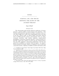 NOTES SCIENCE, LAW, AND TRUTH: DEFINING THE SCOPE OF