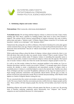 8. Rethinking religious and secular violence Puheenjohtaja: Mika