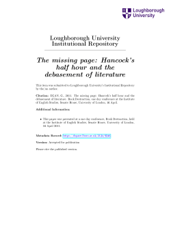The missing page: Hancock`s half hour and the debasement of