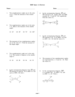 MMT Quiz 1-2 Review Name: Date: 1. Two complementary angles