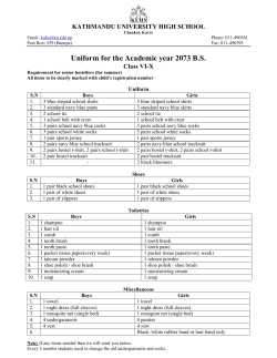 Uniform for the Academic year 2073 BS