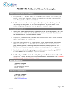 Mailing Live Cultures for Karyotyping