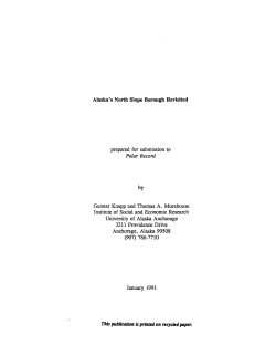 Alaska`s North Slope Borough Revisited - ISER