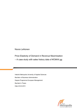 Noora Lehtonen Price Elasticity of Demand in Revenue