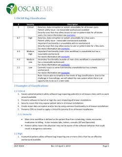 1 OSCAR Bug Classification 2 Examples of