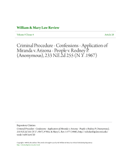 Confessions - Application of Miranda v. Arizona