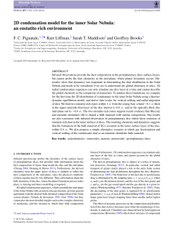 2D condensation model for the inner Solar Nebula
