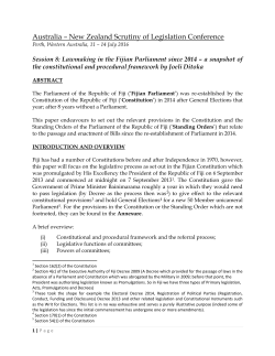 Session 8: Mr Joeli Ditoka, Lawmaking in the Fijian Parliament since