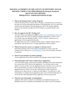 HOUSING CHOICE VOUCHER PROGRAM