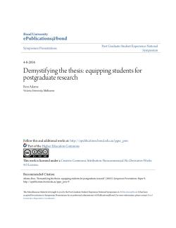 Demystifying the thesis - ePublications@bond