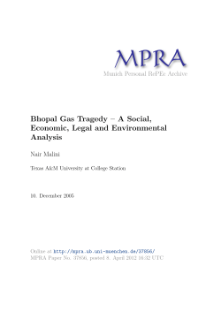 bhopal gas tragedy &ndash; a social, economic, legal and environmental