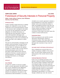 Foreclosure of Security Interests in Personal Property