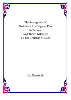 The Resurgence Of Buddhism And Yigwan Dao In Taiwan, And