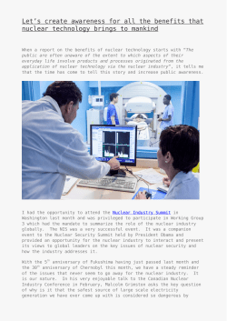 Let`s create awareness for all the benefits that nuclear technology