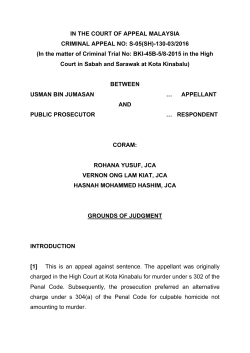 IN THE COURT OF APPEAL MALAYSIA CRIMINAL