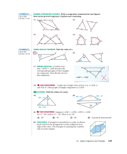NAMING CONGRUENT FIGURES Write a congruence statement for