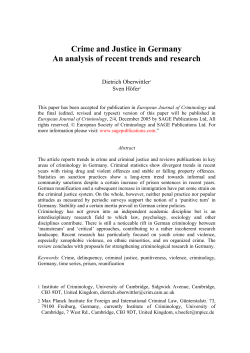 Crime and Justice in Germany An analysis of recent trends and