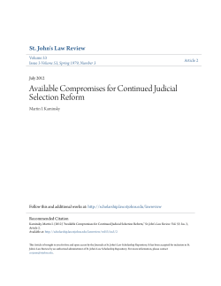 Available Compromises for Continued Judicial Selection Reform