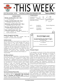 21st November, 2016 Term 4 Week 7 M.A.D.D Night 2016
